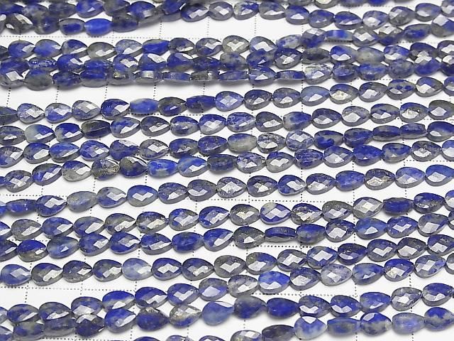 [Video] High Quality! Lapislazuli AA+ Vertical Hole Faceted Pear Shape 6x4mm 1strand beads (aprx.15inch/36cm)