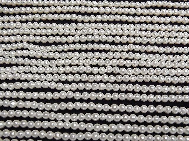 [Video] Shell Pearl (Sugar Pearl) White Round 3mm 1strand beads (approx. 15 inches/38 cm)