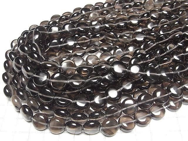 [Video] Lemurian Obsidian Coin 12x12mm half or 1strand beads (approx. 15 inches/38 cm)