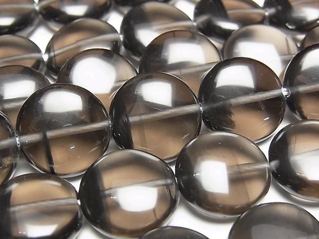 [Video] Lemurian Obsidian Coin 14x14mm half or 1strand beads (approx. 15 inches/37 cm)