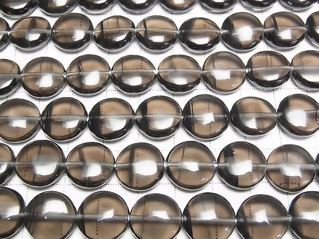 [Video] Lemurian Obsidian Coin 14x14mm half or 1strand beads (approx. 15 inches/37 cm)