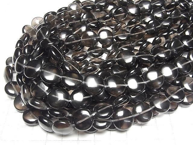 [Video] Lemurian Obsidian Coin 14x14mm half or 1strand beads (approx. 15 inches/37 cm)