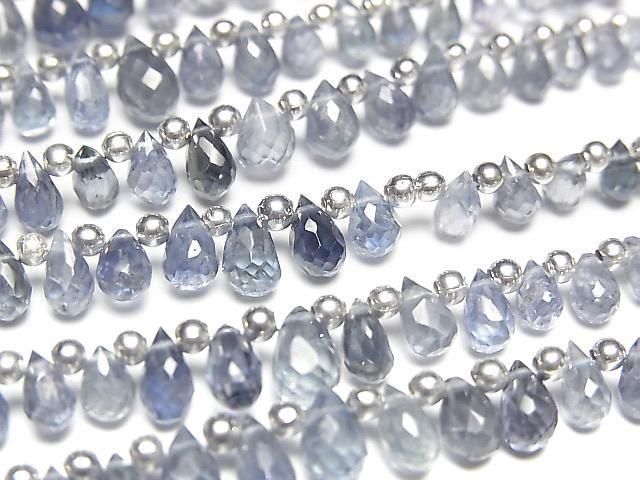 [Video] High Quality Sapphire AAA- Drop Faceted Briolette half or 1strand beads (aprx.7inch/18cm)