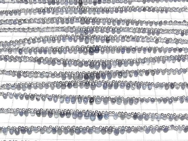 [Video] High Quality Sapphire AAA- Drop Faceted Briolette half or 1strand beads (aprx.7inch/18cm)