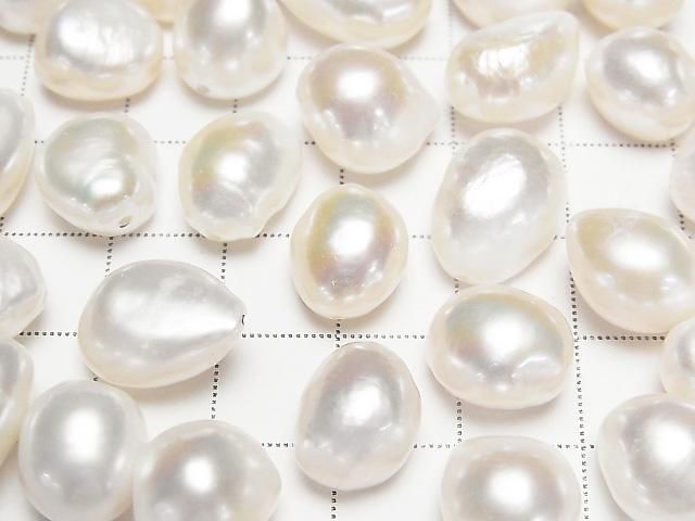 [Video] Fresh Water Pearl AA++ Loose Stone Potato - Baroque 11-15mm White [Half Drilled Hole] 3pcs