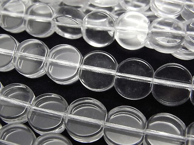 [Video] Crystal (Smelted Quartz) AAA Flat Coin 10x10mm 1strand beads (approx. 15 inches/36 cm)