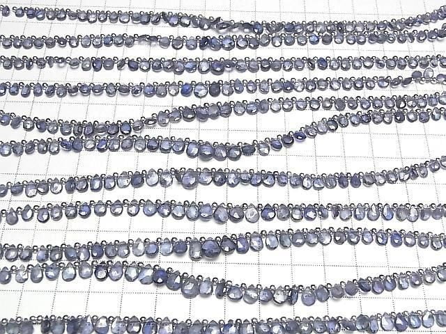 [Video] High Quality Sapphire AAA- Pear Shape Faceted Briolette half or 1strand beads (aprx.7inch/18cm)