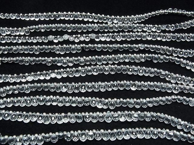 [Video] High Quality Aquamarine AAA Drop Faceted Briolette half or 1strand beads (aprx.7inch/18cm)