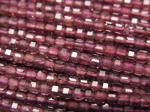 [Video] High Quality! Garnet AAA- Cube Shape 2x2x2mm 1strand beads (approx. 15 inches/37 cm)