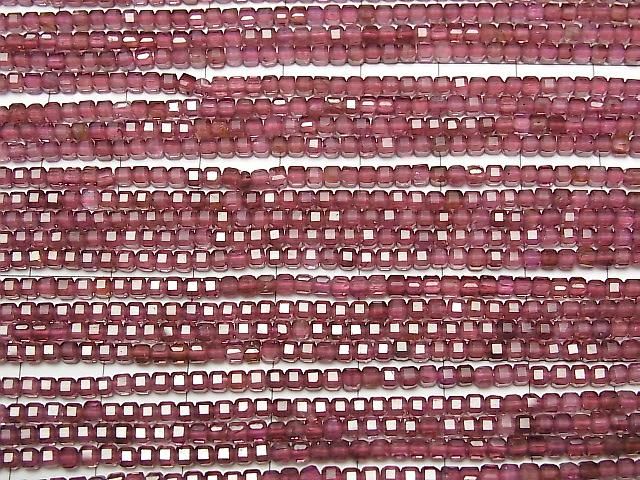 [Video] High Quality! Garnet AAA- Cube Shape 2x2x2mm 1strand beads (approx. 15 inches/37 cm)