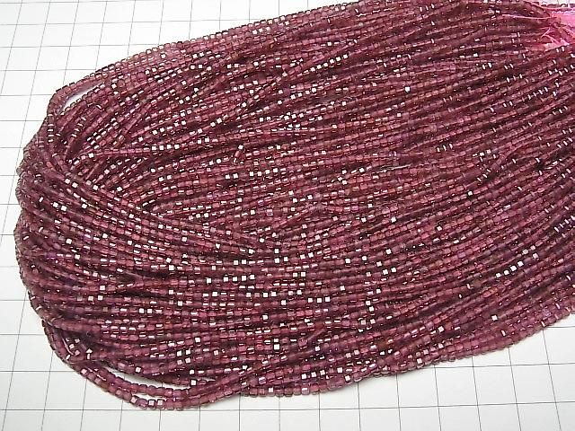 [Video] High Quality! Garnet AAA- Cube Shape 2x2x2mm 1strand beads (approx. 15 inches/37 cm)
