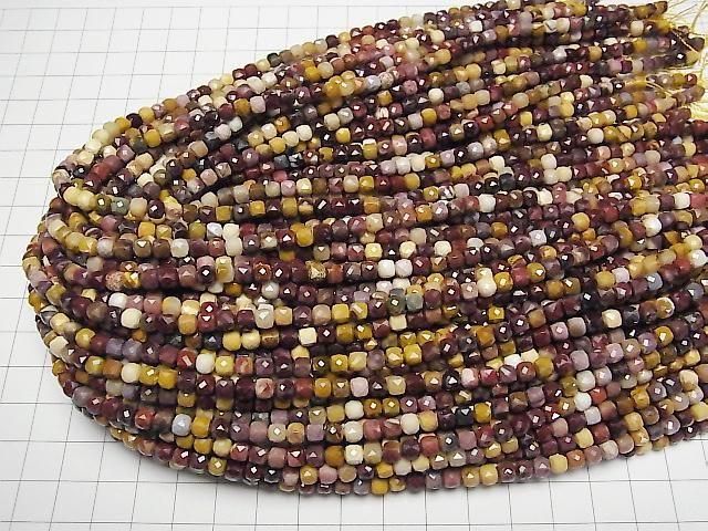 [Video] High Quality! Mookaite Cube Shape 4x4x4mm 1strand beads (aprx.15inch/36cm)
