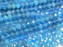 [Video] High Quality! Blue Apatite AA++ Faceted Button Rondelle 4x4x3mm 1strand beads (approx. 15 inches/36 cm)