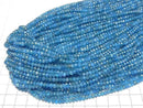 [Video] High Quality! Blue Apatite AA++ Faceted Button Rondelle 4x4x3mm 1strand beads (approx. 15 inches/36 cm)