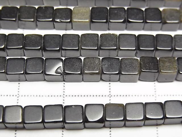 [Video] Golden Obsidian Cube 4x4x4mm 1strand beads (approx. 15 inches/36 cm)