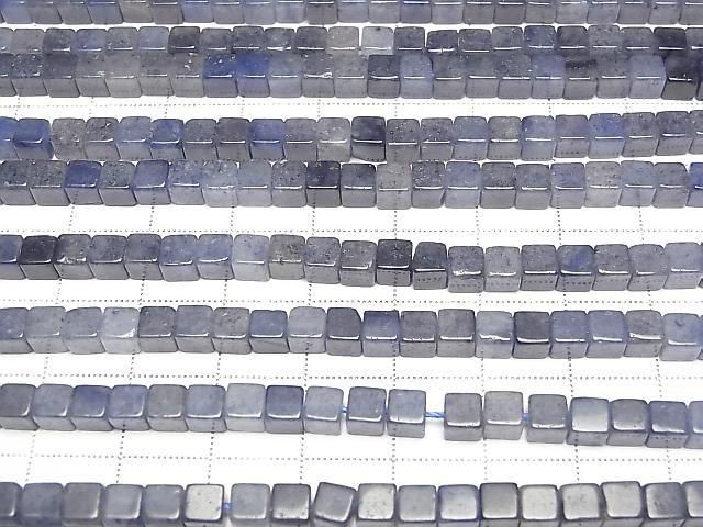 [Video] Blue Quartz Cube 4x4x4mm 1strand beads (approx. 15 inches/36 cm)