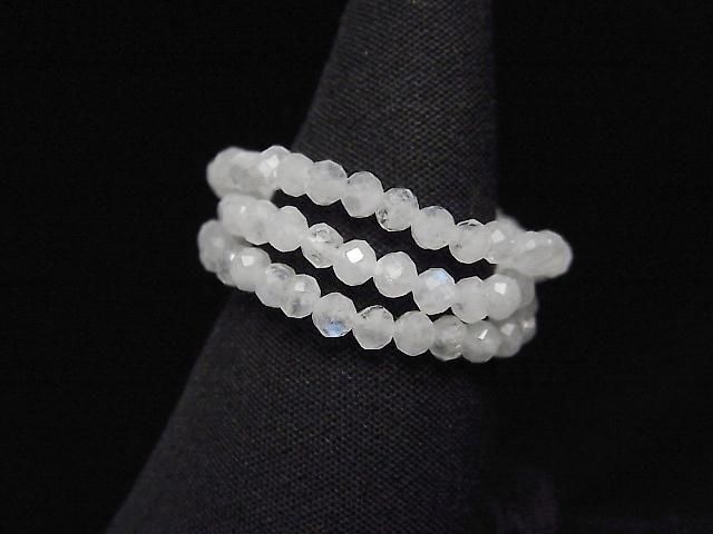 [Video] High Quality! Rainbow Moonstone Faceted Round 2mm 3pcs (Ring)