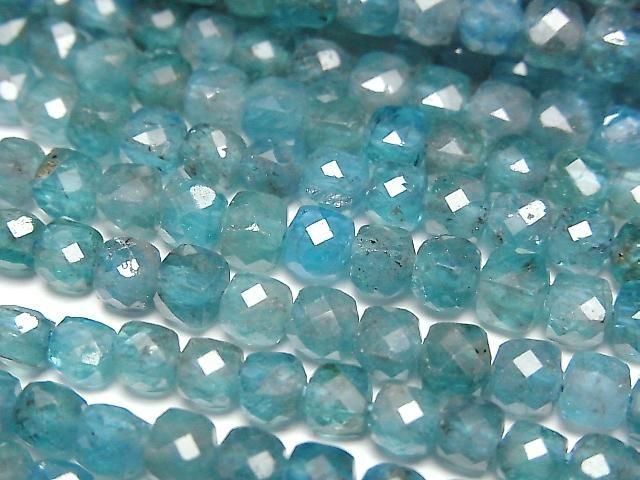 [Video] High Quality! Apatite AA++ Cube Shape 4x4x4mm 1strand beads (aprx.15inch/37cm)