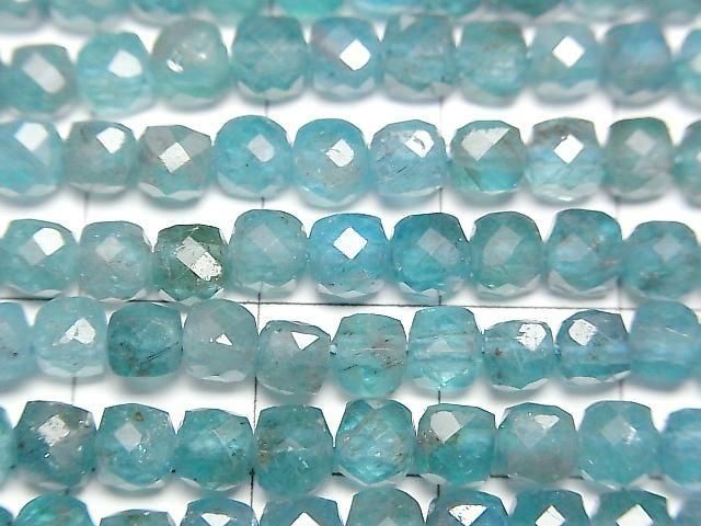 [Video] High Quality! Apatite AA++ Cube Shape 4x4x4mm 1strand beads (aprx.15inch/37cm)