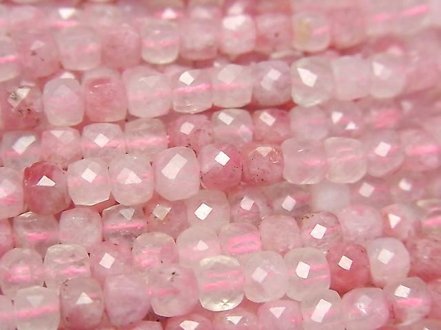 [Video] High Quality! Rhodonite Silica AA++ Cube Shape 4x4x4mm 1strand beads (approx. 15 inches/37 cm)