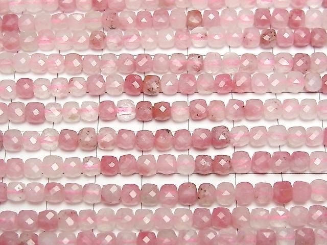 [Video] High Quality! Rhodonite Silica AA++ Cube Shape 4x4x4mm 1strand beads (approx. 15 inches/37 cm)