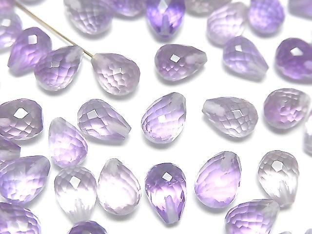 [Video]High Quality Amethyst AAA Half Drilled Hole Faceted Drop 8x6mm 3pcs