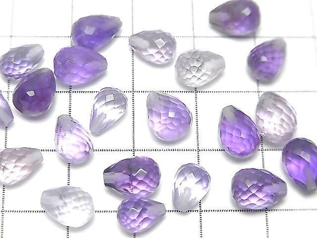 [Video]High Quality Amethyst AAA Half Drilled Hole Faceted Drop 8x6mm 3pcs