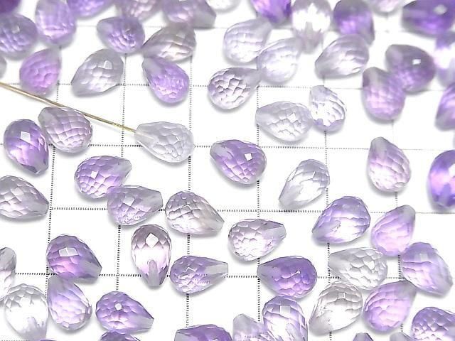[Video]High Quality Amethyst AAA Half Drilled Hole Faceted Drop 8x6mm 3pcs