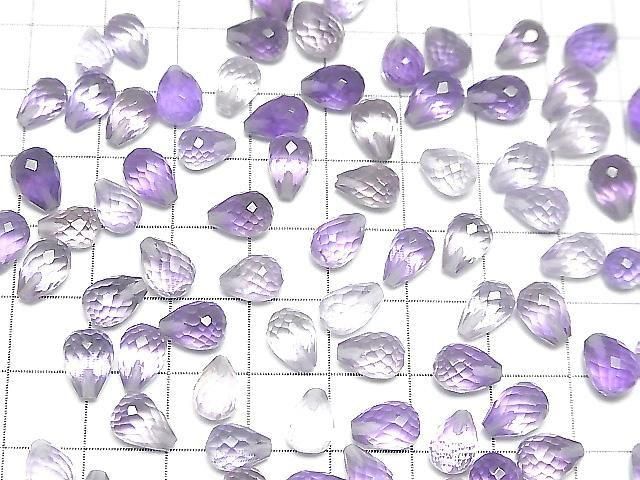 [Video]High Quality Amethyst AAA Half Drilled Hole Faceted Drop 8x6mm 3pcs