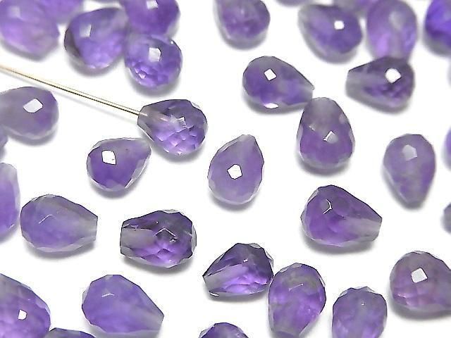 [Video]Amethyst AA++ Half Drilled Hole Faceted Drop 6x5mm 5pcs