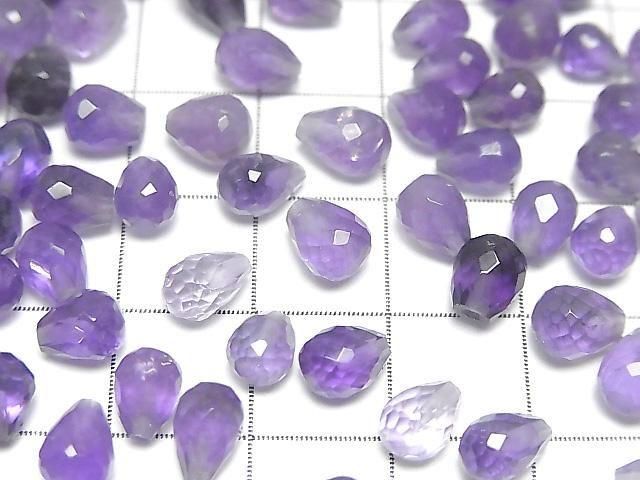 [Video]Amethyst AA++ Half Drilled Hole Faceted Drop 6x5mm 5pcs