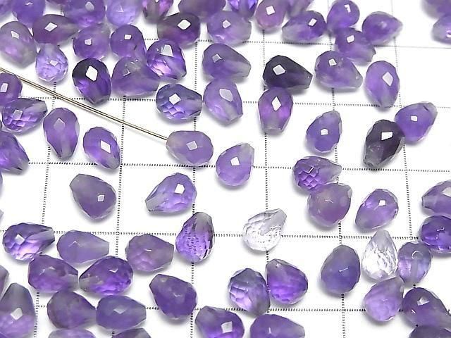 [Video]Amethyst AA++ Half Drilled Hole Faceted Drop 6x5mm 5pcs