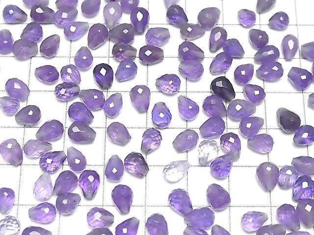 [Video]Amethyst AA++ Half Drilled Hole Faceted Drop 6x5mm 5pcs