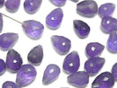[Video]Amethyst AA++ Half Drilled Hole Faceted Drop 8x6mm 3pcs