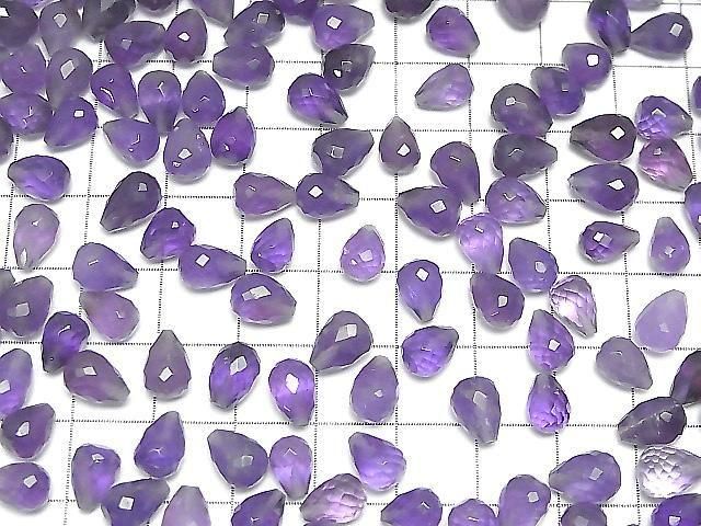 [Video]Amethyst AA++ Half Drilled Hole Faceted Drop 8x6mm 3pcs