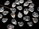 [Video]High Quality Rose Quartz AAA Half Drilled Hole Faceted Drop 8x6mm 3pcs