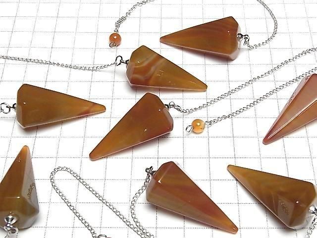 [Video] Carnelian Pendulum 36x18x18mm with Chain 1pc
