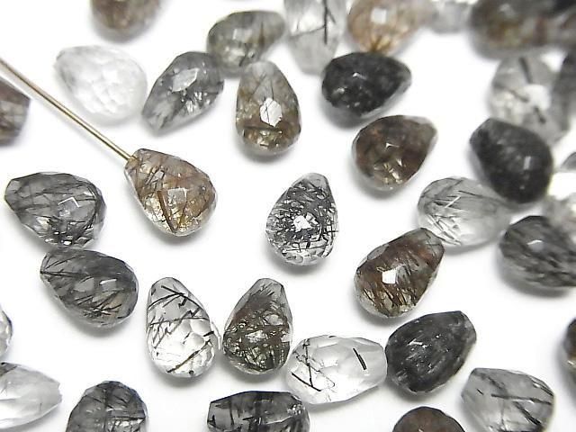 [Video] High Quality Tourmaline Quartz AAA- Half Drilled Hole Faceted Drop 6x5mm 5pcs