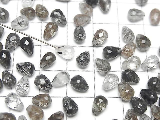 [Video] High Quality Tourmaline Quartz AAA- Half Drilled Hole Faceted Drop 6x5mm 5pcs