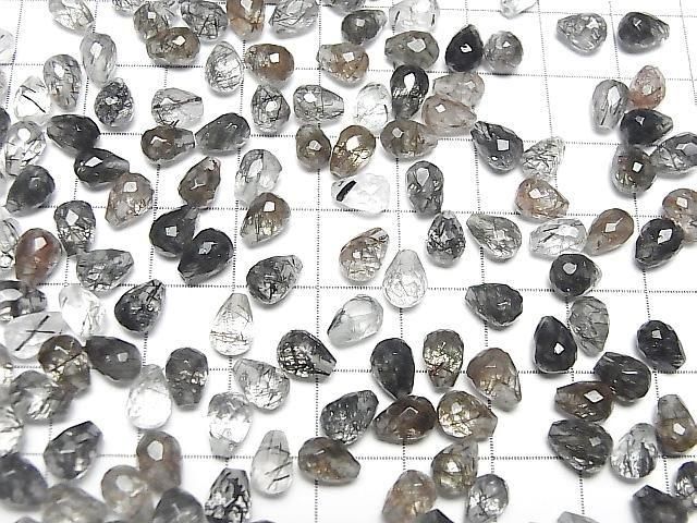 [Video] High Quality Tourmaline Quartz AAA- Half Drilled Hole Faceted Drop 6x5mm 5pcs