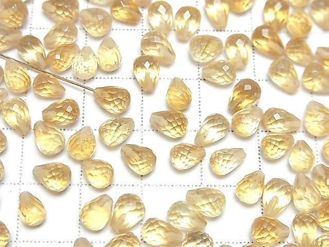 [Video]High Quality Citrine AAA Half Drilled Hole Faceted Drop 6x5mm 5pcs