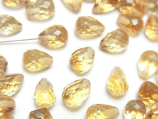 [Video]High Quality Citrine AAA Half Drilled Hole Faceted Drop 8x6mm 3pcs