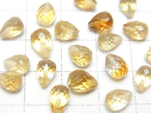 [Video]High Quality Citrine AAA Half Drilled Hole Faceted Drop 8x6mm 3pcs