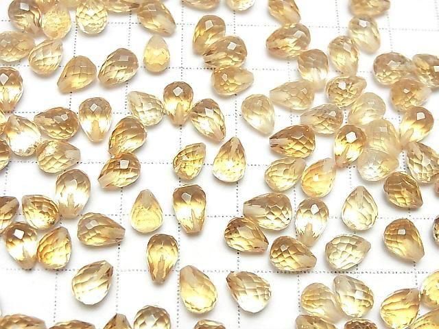 [Video]High Quality Citrine AAA Half Drilled Hole Faceted Drop 8x6mm 3pcs