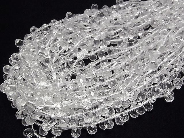 [Video] Crystal AAA Drop Faceted Briolette 9x6x6mm half or 1strand beads (approx. 15 inches/38 cm)