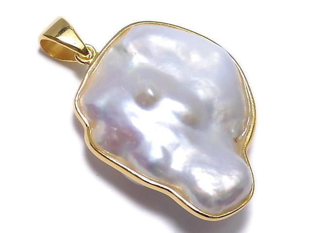 [Video][One of a kind] Fresh Water Pearl Keshi Pearl Pendant 18KGP NO.25