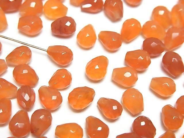 [Video]High Quality Carnelian AAA Half Drilled Hole Faceted Drop 6x5mm 5pcs