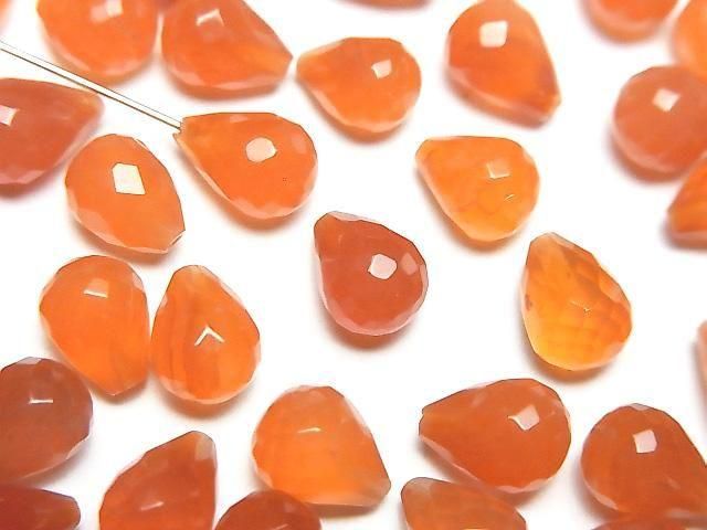 [Video]High Quality Carnelian AAA Half Drilled Hole Faceted Drop 8x6mm 3pcs