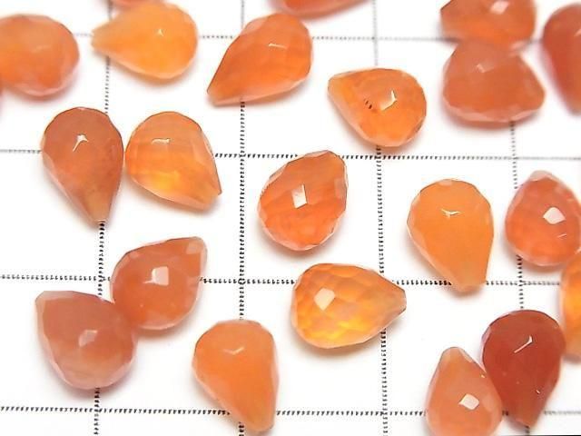 [Video]High Quality Carnelian AAA Half Drilled Hole Faceted Drop 8x6mm 3pcs