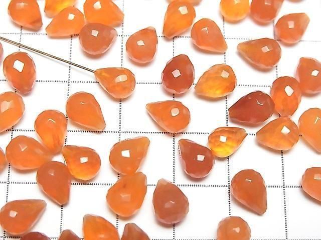 [Video]High Quality Carnelian AAA Half Drilled Hole Faceted Drop 8x6mm 3pcs